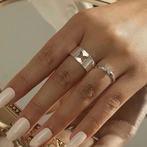 🆕 Matching Silver Butterfly Ring Set